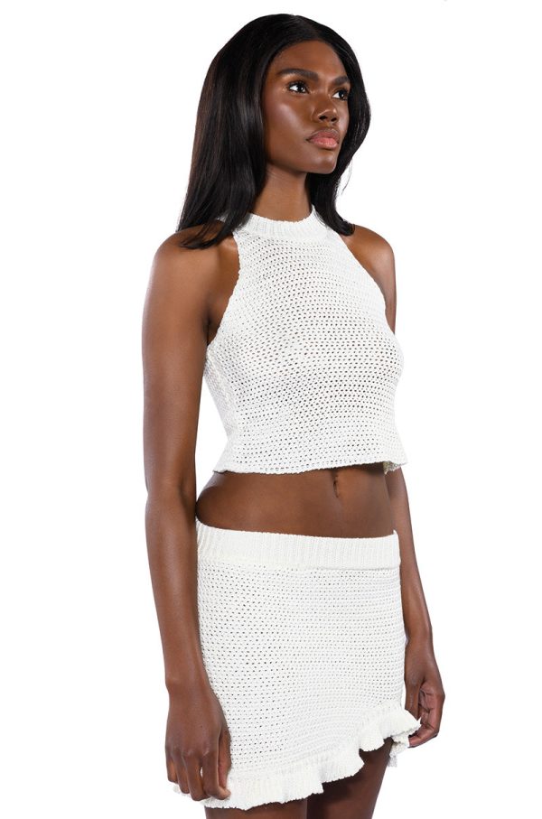 ANGIE CROCHET RUFFLE MINI SKIRT Online Hot Sale