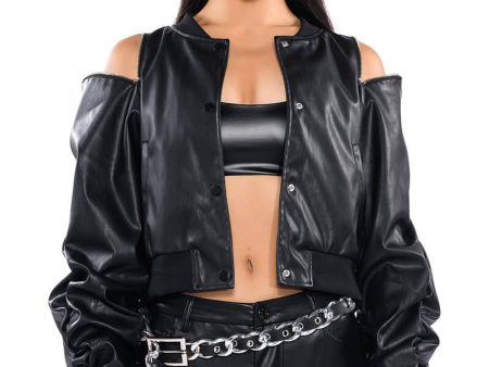 ZIP ZIP FAUX LEATHER BOMBER For Sale