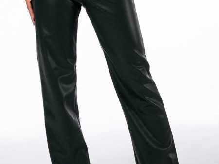 TE QUIERO HIGH RISE VEGAN LEATHER STRAIGHT LEG PANTS For Cheap