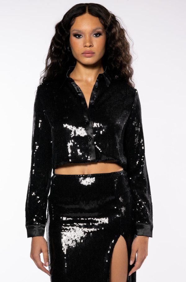 THE SHINE SEQUIN LONG SLEEVE BLOUSE Cheap