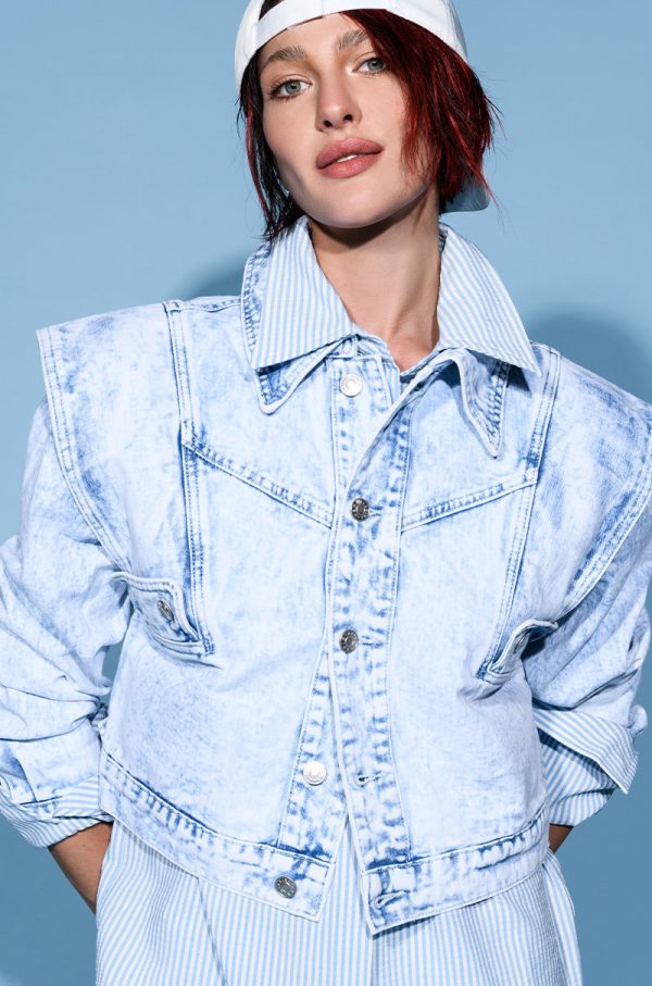 TIME AFTER TIME SHARP SHOULDER DENIM JACKET Supply