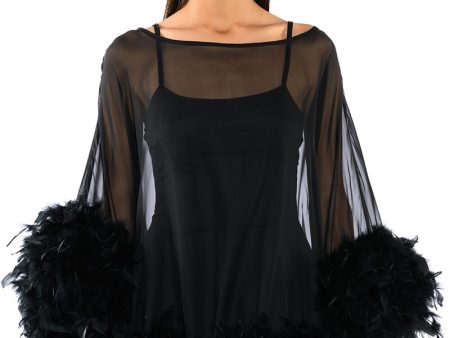 THAT VA VA VOOM LONG SLEEVE SHEER TRAPEZE DRESS Supply