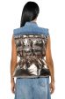 TO THE MOON METALLIC PUFFER VEST WITH DENIM Hot on Sale