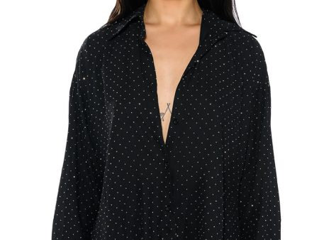 TIA EMBELLISHED OPEN BACK BUTTON UP BLOUSE Sale