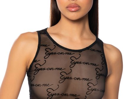 ALL EYES ON ME FLOCKED MESH TANK Online Sale