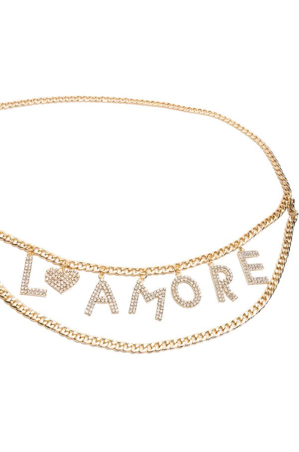 THAT S AMORE RHINESTONE CHAIN BELT Supply