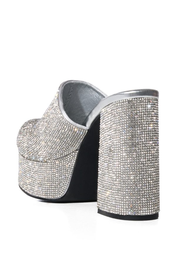 WILKINSON EMBELLISHED CHUNKY CLOG PUMP IN SILVER on Sale