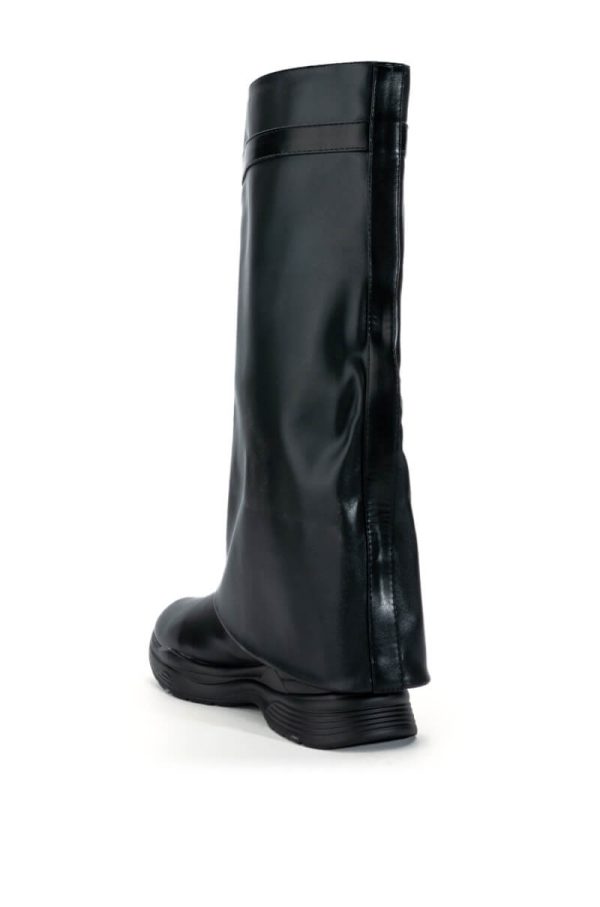 TRIPLE SEC FOLD OVER FLAT BOOT IN BLACK Online Sale