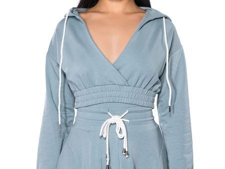 ZUMI CROPPED WRAP FRONT HOODIE For Cheap