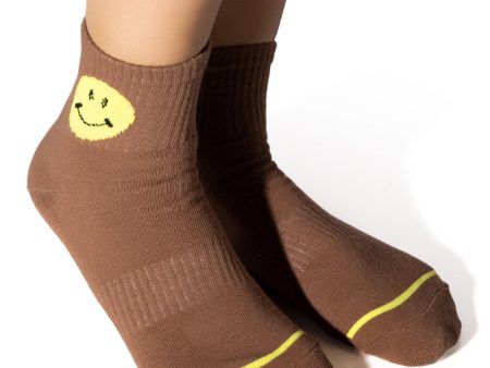 YELLOW AND TAN SMILEY FACE SOCKS Cheap