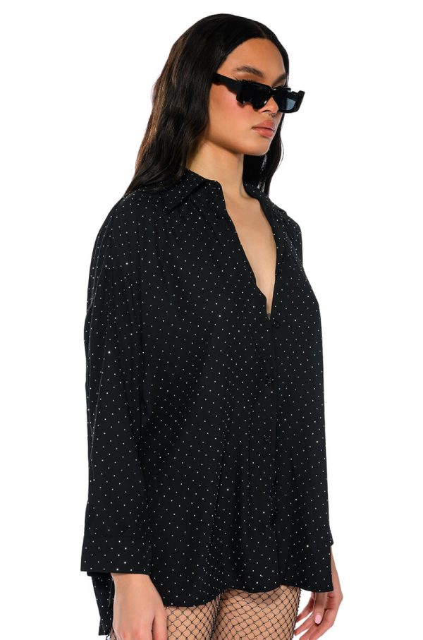 TIA EMBELLISHED OPEN BACK BUTTON UP BLOUSE Sale