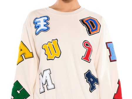 ABCDEFU PATCHWORK CREW NECK PULL OVER Fashion