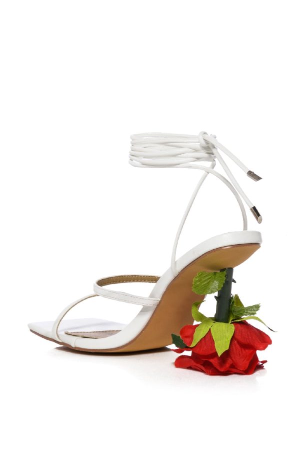 THRONE WHITE ROSE HEEL SANDAL Cheap