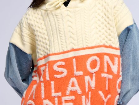 WORLD TRAVELER DENIM DETAIL SWEATER Fashion