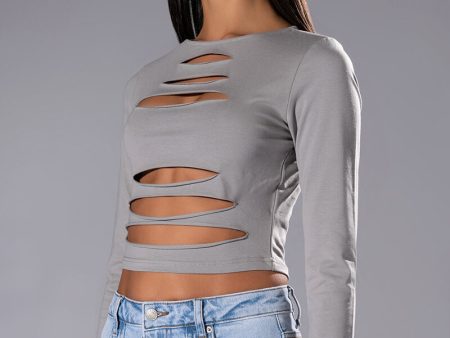 ALANI CUT OUT LONG SLEEVE CROP TOP Cheap