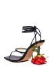 THRONE BLACK SANDAL WITH ROSE HEEL Online