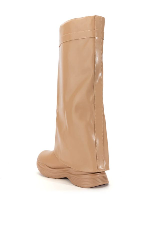 TRIPLE SEC FOLD OVER FLAT BOOT IN NUDE Sale