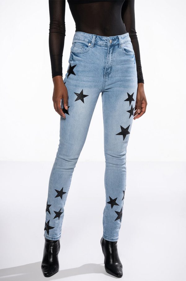 THE BEST PAINTED DISTRESSED HIGH RISE SKINNY JEAN Online Hot Sale