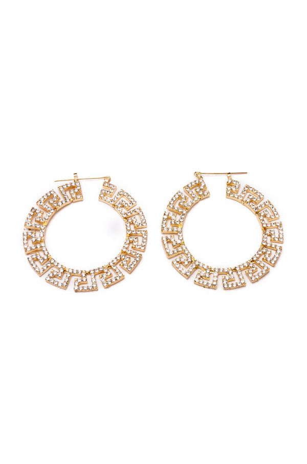 WORK OF ART EMBELLISHED HOOP EARRINGS on Sale