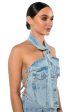 ANGELICA DENIM BUTTON DOWN COLLAR CORSET TOP For Sale