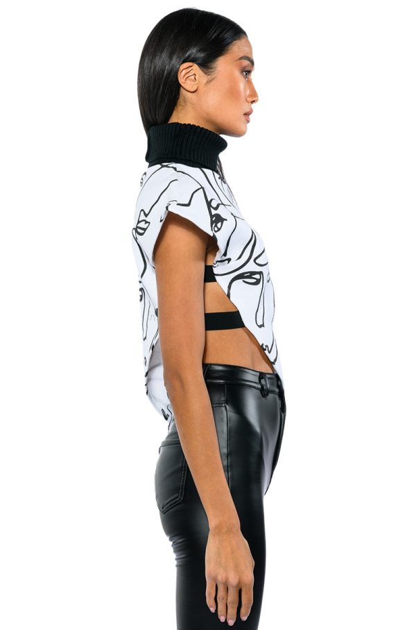 THE CROWD FRENCH TERRY ASYMMETRICAL TOP Cheap