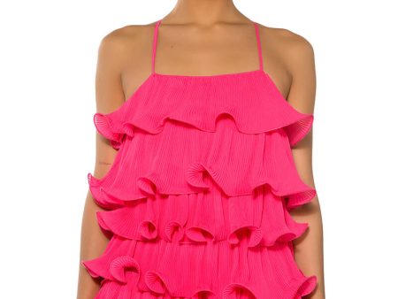 SWEETIE PLEATED RUFFLE SLEEVELESS MINI DRESS Supply