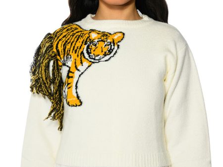 TIGER BABY CREW NECK LONG SLEEVE SWEATER For Cheap