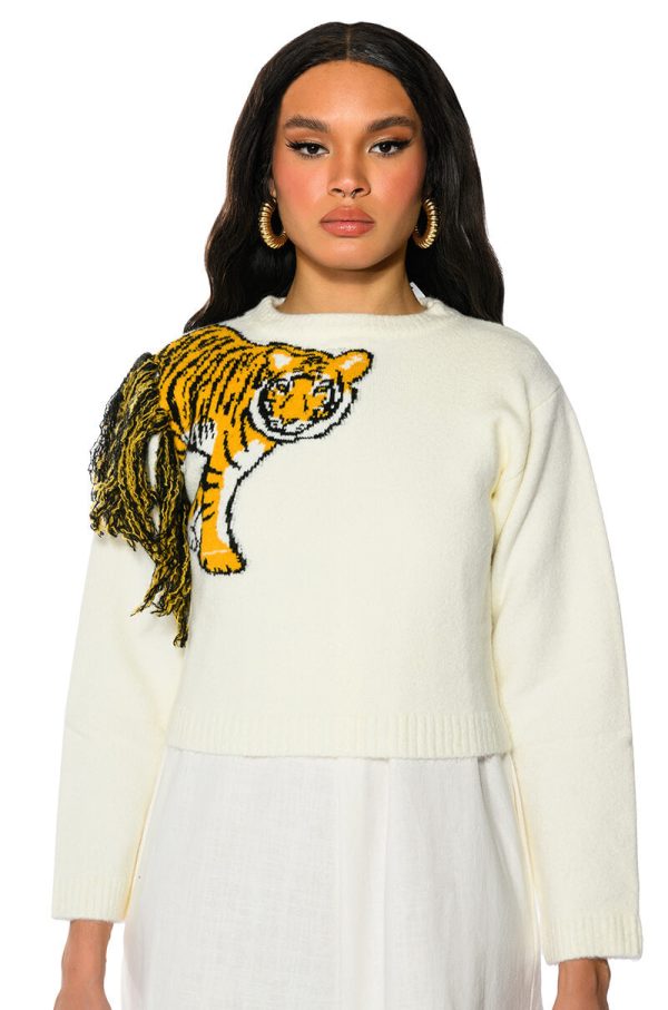 TIGER BABY CREW NECK LONG SLEEVE SWEATER For Cheap