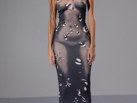 SYREN ASYMMETRICAL TIE NECK BODYCON MAXI DRESS Sale