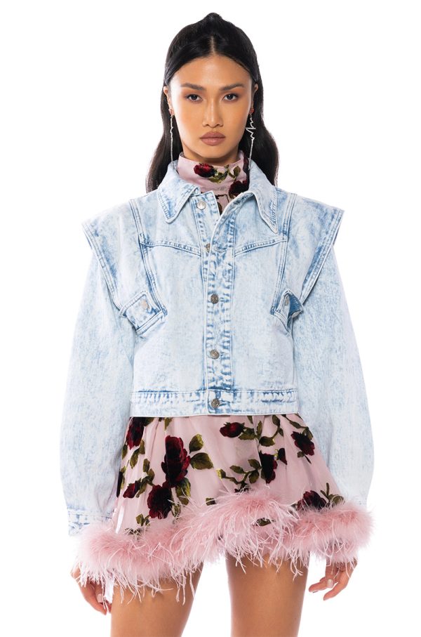 TIME AFTER TIME SHARP SHOULDER DENIM JACKET Supply