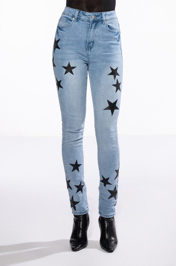 THE BEST PAINTED DISTRESSED HIGH RISE SKINNY JEAN Online Hot Sale