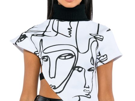 THE CROWD FRENCH TERRY ASYMMETRICAL TOP Cheap