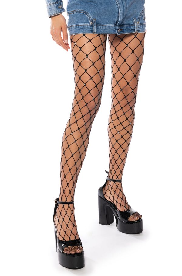 TITSY RHINESTONE WIDE FISH NET TIGHTS Online now