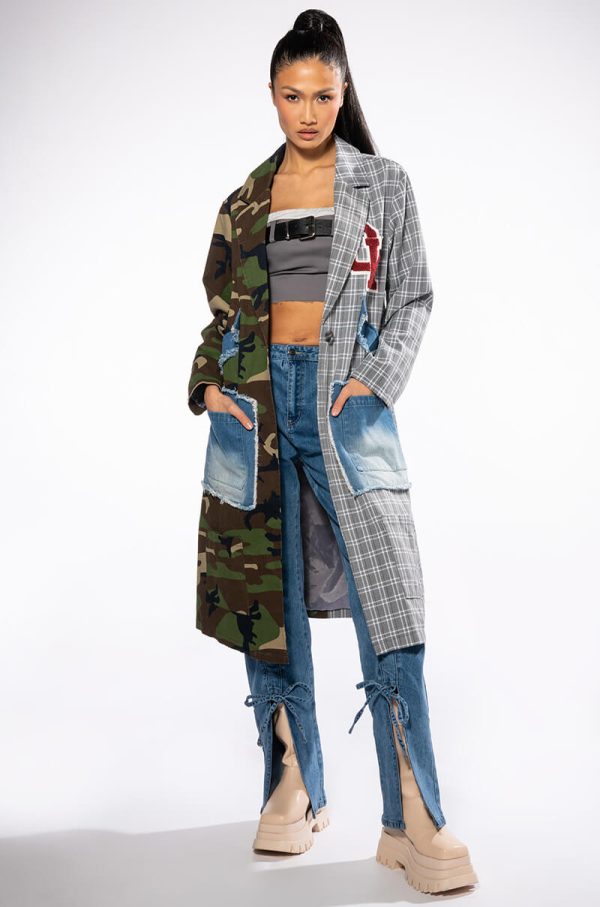 TOWSON HALF PLAID HALF CAMO TRENCH For Discount