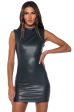 ULTRA LUX FAUX LEATHER MOCK NECK MINI DRESS Online now