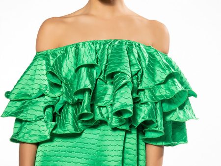 WEEKEND OFF THE SHOULDER RUFFLE ROMPER Hot on Sale