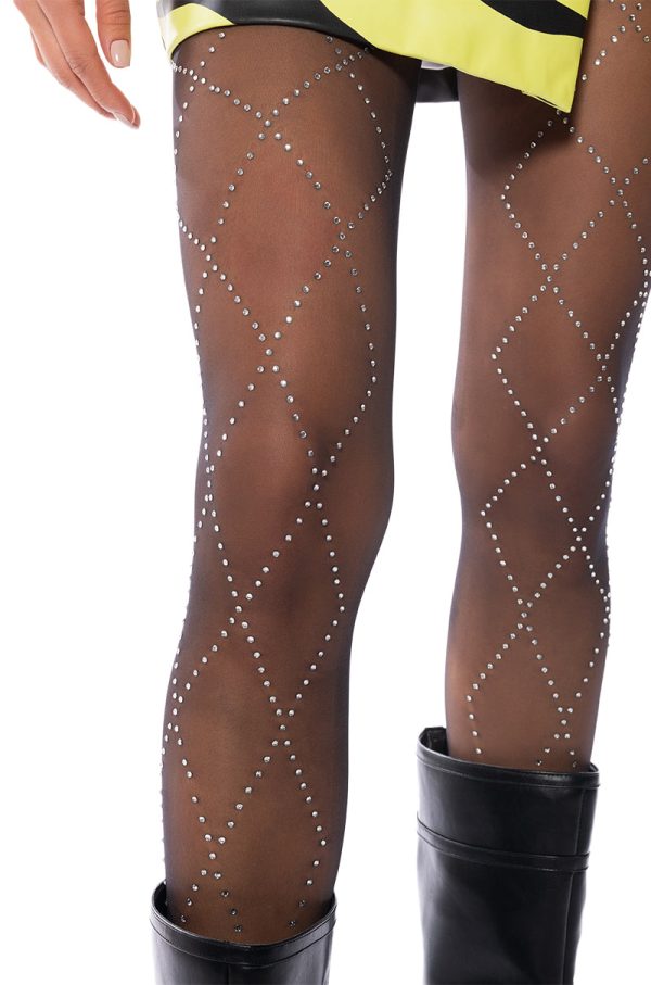 TITSY ARGYLE RHINESTONE TIGHTS Supply