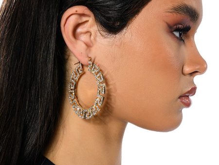 WORK OF ART EMBELLISHED HOOP EARRINGS on Sale