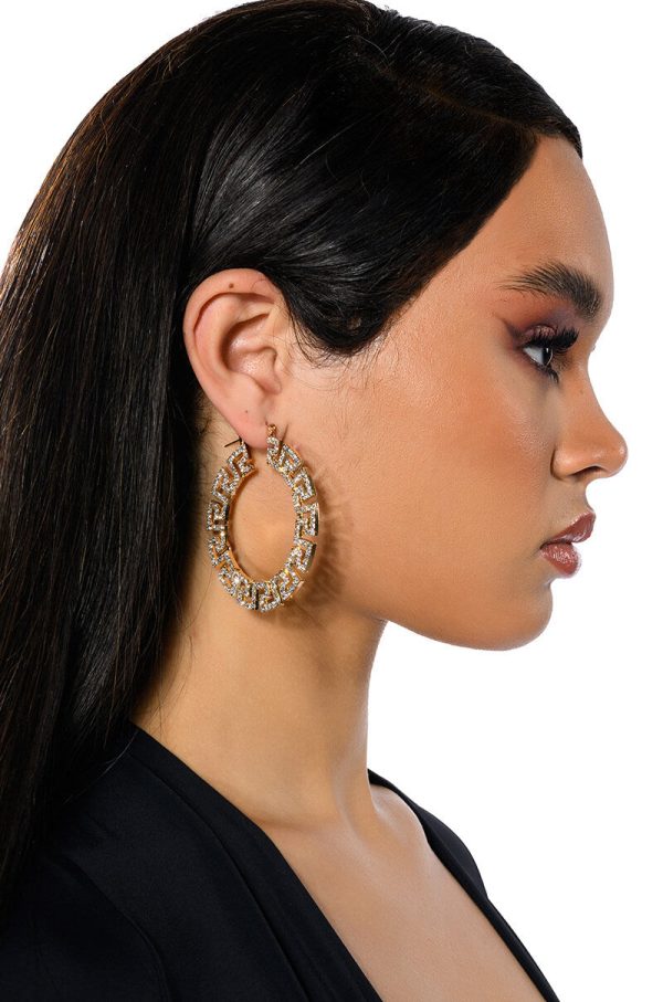 WORK OF ART EMBELLISHED HOOP EARRINGS on Sale