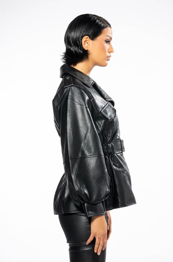 YOKO PEPLUM BELL SLEEVE MOTO JACKET Online now