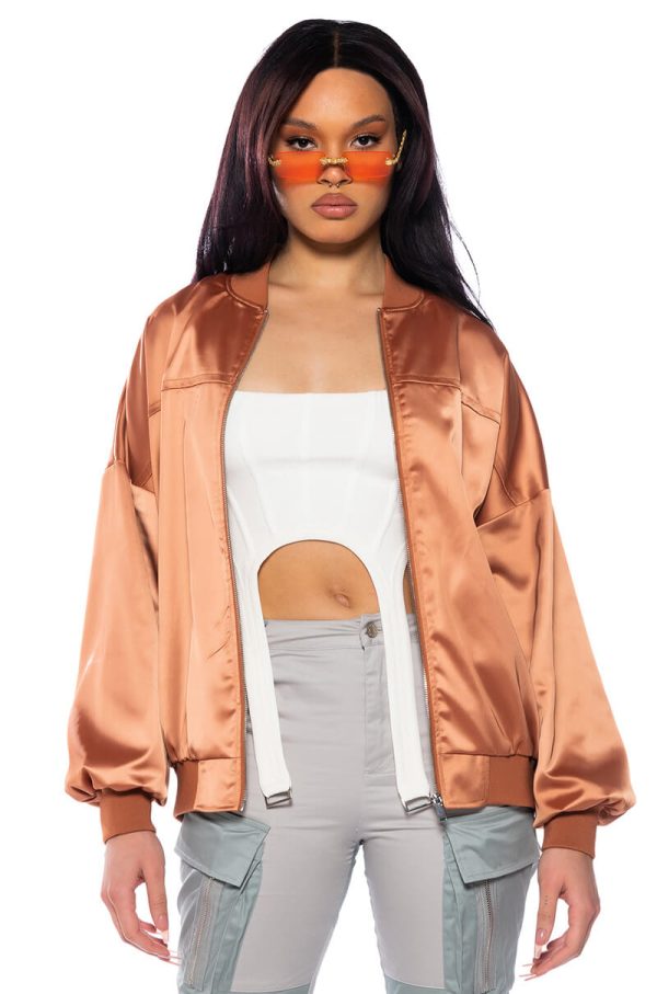 SUNSET DESERT SATIN OVERSIZED BOMBER Supply