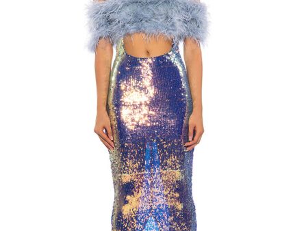 TOP TIER FEATHER DETAIL SEQUIN MAXI DRESS Hot on Sale