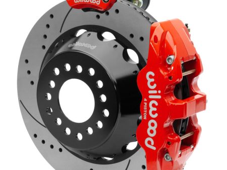 Wilwood Narrow Superlite 4R Rear P-Brk Kit AERO4 14in Rotor Big Ford New Style 2.5in Off - SRP Red Online Sale