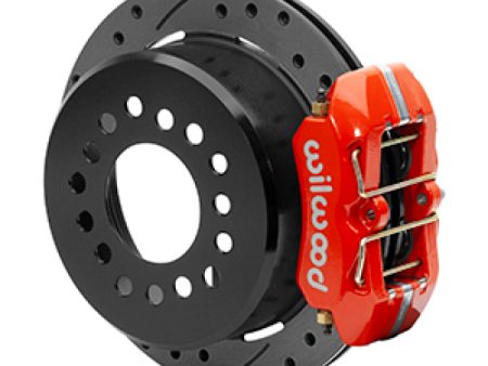 Wilwood Small Ford 11 in. Forged Dynapro Low-Profile Rear Parking Brake Kit (Red, Drilled & Slotted) Online now