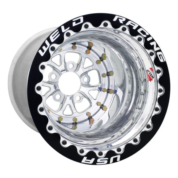 Weld V-Series 15x12   5x4.75 BP   4in. BS Polished Wheel - Polished Double Beadlock MT Online Sale