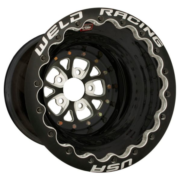 Weld V-Series 16x16   5x4.75 BP   5in. BS Black Wheel - Black Double Beadlock Online Sale